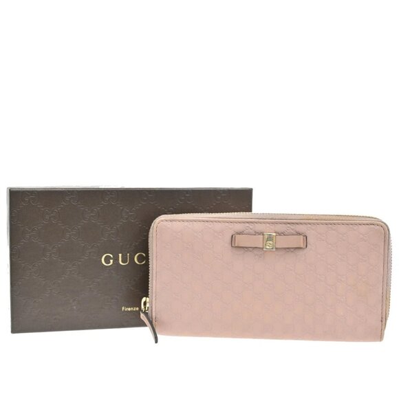GUCCI Micro Guccissima GG Pattern Long Zipper Wallet Leather Pink Gold 68EF216 - Picture 1 of 16